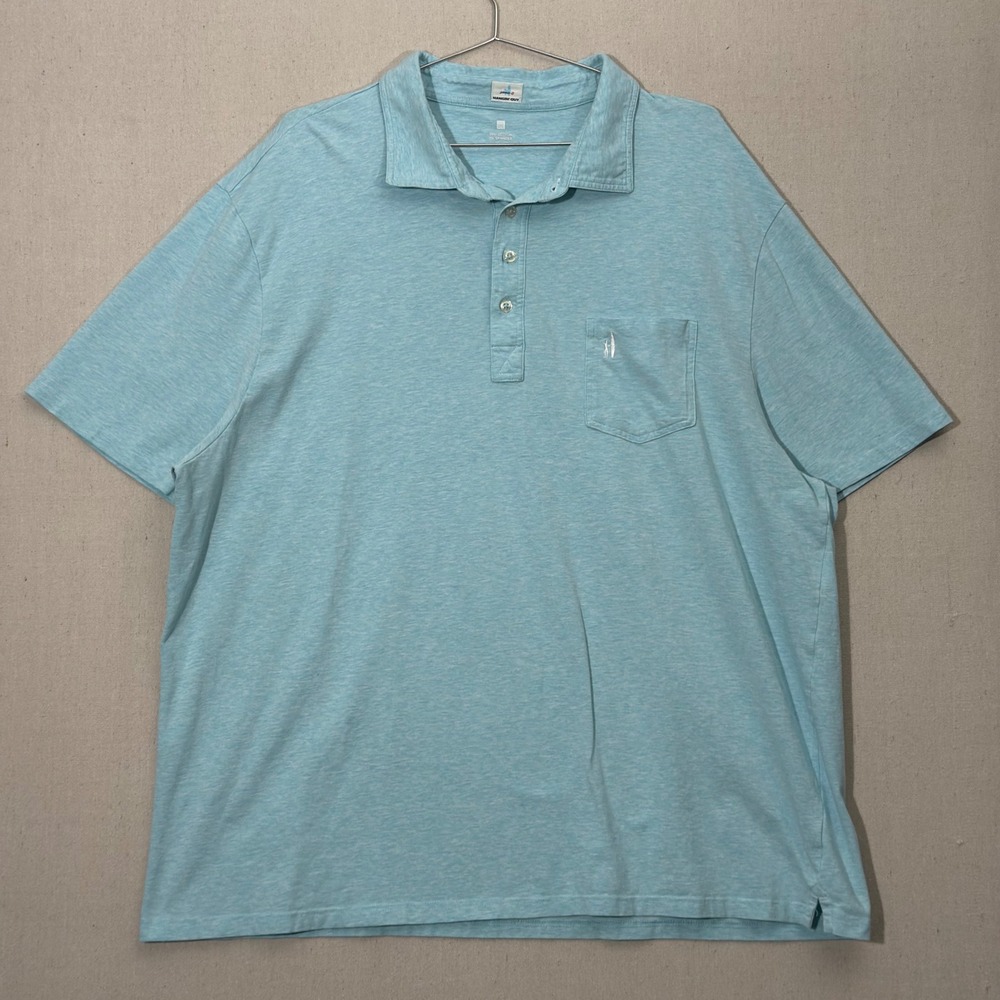 Johnnie-O Polo Shirt Mens 2XL Blue Hangin Out Surf Coastal Stretch Heathered